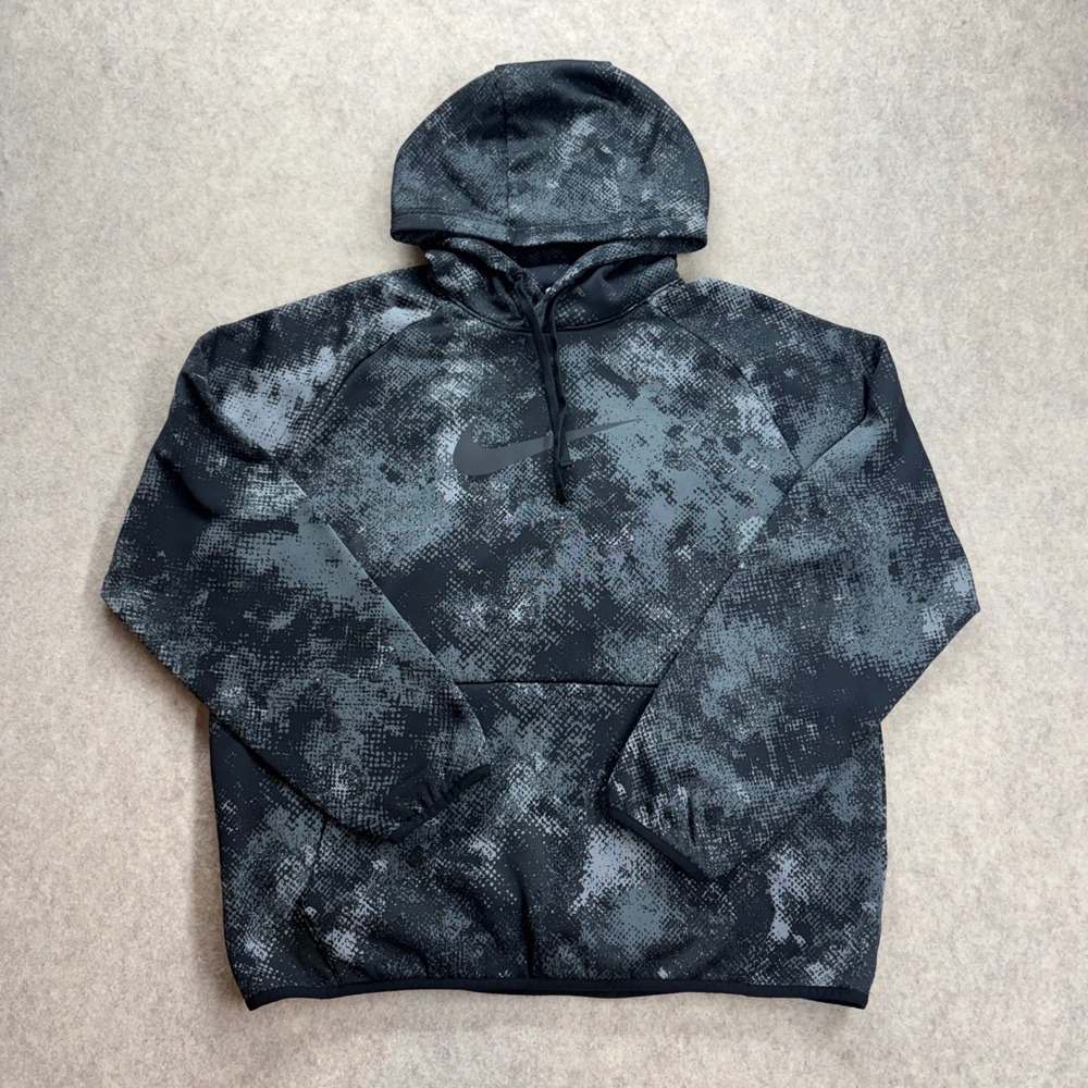 Nike Therma-FIT Training Hoodie Gray Black Camo FZ1088-010 Men Medium Sweatshirt